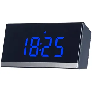 Infactory Dimmbare Funk-LED-Tischuhr schwarz/blau