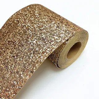 DHHOUSE gold Glitzer Tapetenbordüre, Selbstklebend funkeln bordüre 20 cm x 5 m (gold)