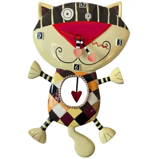 Enesco C602 Uhr, Motiv Katze mit Herz, Harz, 33 cm