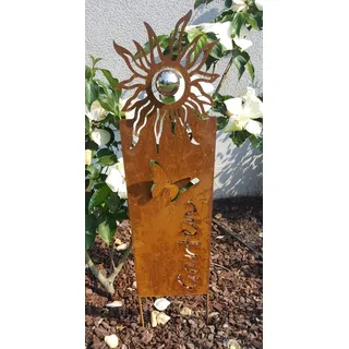 Beetstecker Skulptur Garten Cortenstahl Kugel Edelstahl Dekoration Gartenstecker