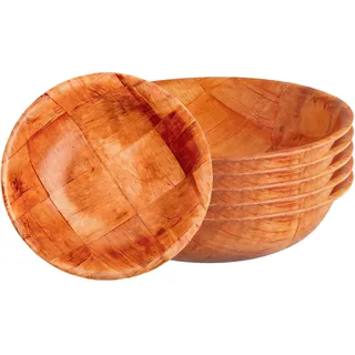 Aylbcz Gewebte Salatschüssel aus Holz, Snackschalen aus gewebtem Holz, 15,2 cm, 6 Stück