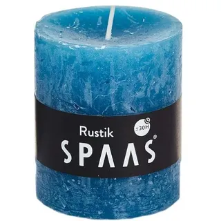 Spaas 8 Rustikale Stumpenkerzen ohne Duft, Paraffinwachs Türkis, D 68 mm x H 80 mm