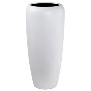 Flingora Bodenvase Cleo, mit Einsatz - Fiberglas - Indoor & Outdoor - Samtweiß - Höhe 75 cm weiß Ø 34 cm x 75 cm