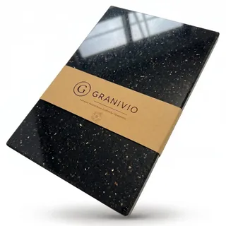 Granivio Granit Schneidebrett Servierbrett und Herdabdeckplatte Made in Germany edle Unterlegplatte aus massivem Naturstein (Star Galaxy 30x20)