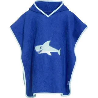 Playshoes Badetuch Frottee-Poncho Hai blau