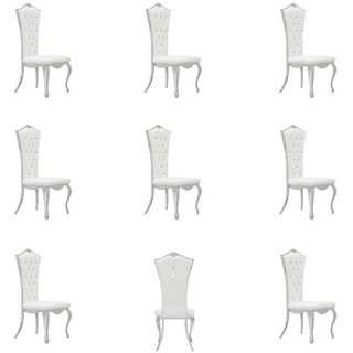JVmoebel Stuhl Chesterfield 8x Sessel Design Polster Stühle Klassische Textil Holz (8 St), Made in Europa weiß