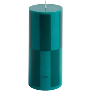 Hay Column Stumpenkerze Small Green with Dark green large check