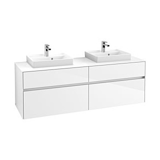 Waschbeckenunterschrank 160 x 55 cm Glossy White