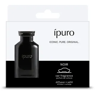 ipuro Classic Autoduft Clip Set Schwarz + Noir Refill - Auto Lufterfrischer mit Eukalyptus Patchouli Sandelholz & Kokosnuss Duft - Autodiffusor für Lüftungsschlitze wiederverwendbar & austauschbar