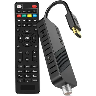 LEYF DVB-S2 Sat Receiver, Full HD 1080P HDMI TV Stick, Satelliten Receiver, Versteckt hinter TV, Digitalanzeige, 2in1 Universal Fernbedienung, USB, Astra Hotbird Vorinstallation, Fertige Kanäle