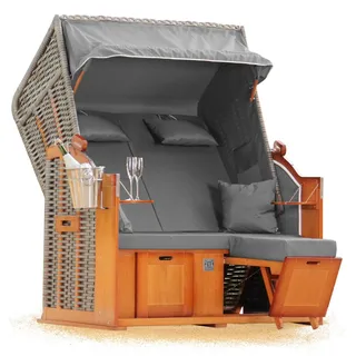 Strandkorb Hanse Ostsee 2 Sitzer Klassik XXL 120cm breit - Volllieger bereits montiert inkl. Strandkorbrollen ideal für Zuhause, Balkon und Terrasse
