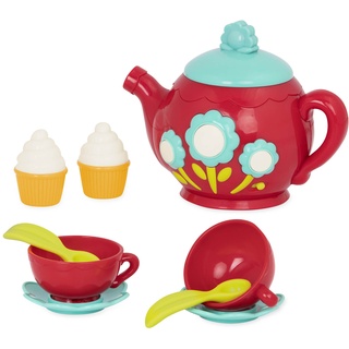 Battat Teeservice Kinder mit Musik und Geräuschen – Teekanne, Tassen, Teelöffel, Cupcakes – Kinderküche Zubehör, Spielzeug ab 3 Jahre (9 Teile)