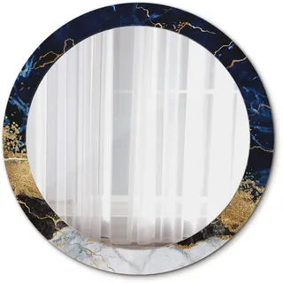 Tulup Das Badezimmer Ø 80 cm Bedruckter Spiegel Wandspiegel Rund Print Spiegel Für - blau Marmor
