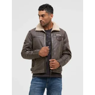 Lederjacke CAMP DAVID, Herren, Gr. XXL, braun (vintage schwarz braun), Web, Material: 100% Leder, Futter: 100% Polyester, unifarben, regular fit kurz, eingesetzt gerader Abschluss, Jacken, mit Reißverschluss an den Einschubtaschen