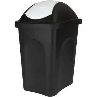 Mülleimer 30l schwarz weiß eckig Schwingdeckel Küche Trash Bin Gelber Sack