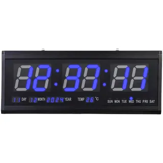 Ciounmb Digitale Wanduhr: 18 * 19 * 3cm große LED-Wanduhr mit Temperatur, Datum, Nachtlicht für Wohnzimmer, Büro