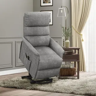 Homcom Fernsehsessel mit Aufstehhilfe Elektrisch Polyester 90 x 96 x 66 cm Grau