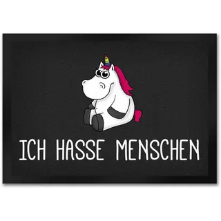 trendaffe - Ich Hasse Menschen Fußmatte mit Einhorn Motiv Honeycorns Wohnung HASS Unicorn