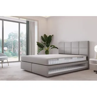 TRADA Mallorca Boxspringbett 180x200 Grau Pocket Matratze 9-Zonen Schwebebett - Grau