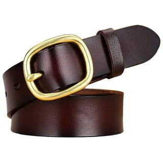 TaillengüRtel Damen,Breiter GüRtel Damen Taille Frauen Gürtel Echtes Leder Gürtel für Frauen Weibliche Gold Pin Schnalle Strap Fancy Vintage Für Jeans Dropshipping ( Size : 95 , Color : Gold Coffee )