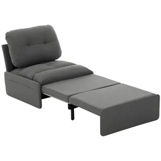 Merax 2-in-1 Schlafsofa mit Ausziehfunktion – Einzelsessel & Gästebett, 195 × 81.5 × 90 cm, Leinenstoff, platzsparendes Multifunktionssofa, Grau