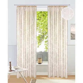 MY HOME Gardine MY HOME "Anna" Gr. 5, beige (sand), B:140cm H:265cm, Ausbrenner, Polyester, Viskose, Gardinen, Viskose, Polyester, Äste-Motiv