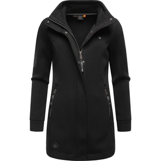 Ragwear Damen Leichter Sweat-Übergangsmantel lang windabweisendl mit hohem Kragen Letrice Bonded Black Gr. S - S