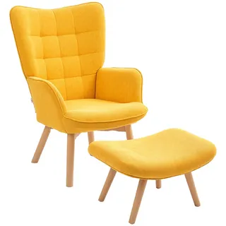 Homcom Ohrensessel mit Hocker Textil 72 x 101 x 40 cm Orange