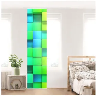 Bilderdepot24 Schiebegardine Wohnzimmer deko 3D Würfel (1 St), halbtransparent, Schiebegardine groß mit Motiv Wohnzimmer Büro bunt 60 cm x 250 cm