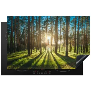 MuchoWow Herd-Abdeckplatte Sonne - Bäume - Landschaft - Gras, Vinyl, (1 tlg), Küche Herdabdeckplatte Ceranfeld Vinyl Einteilig, 80x52 cm 80 cm x 52 cm x 0.2 cm