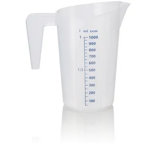 WAS Germany 12x Messbecher, Ø 13 cm, 1 ltr., mit 50 ml Skalierung, Polypropylen