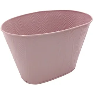 BURI Übertopf Übertopf aus Metall oval im Blätterdesign Pflanztopf Blumentopf Garten rosa