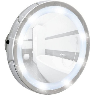 WENKO Wandspiegel, LED Leuchtspiegel Mosso - 3 Saugnäpfe, 300 % Vergrößerung