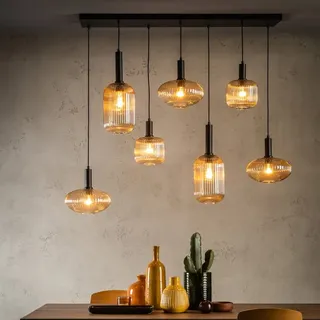 LUCIDE Maloto 7-flg. 150 cm Glas creme/amber