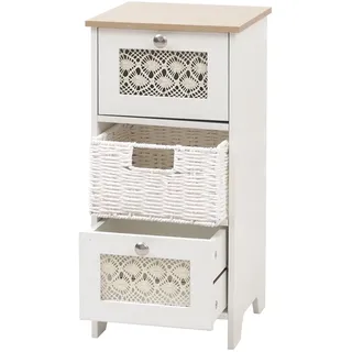 Mendler Kommode HWC-O75 63 x 30 x 30 cm Natur-weiß