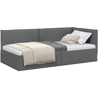 vidaXL Eckbettgestell 80 x 200 cm Dunkelgrau