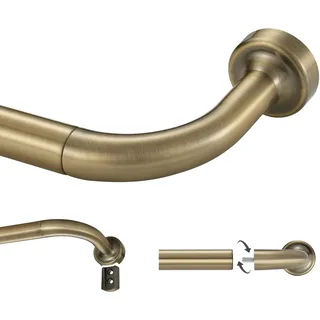 Lwiiom Gardinenstange in Antik-Bronze, 71,1–218,4 cm, verstellbar, 2,5 cm Durchmesser, Aluminium-Finish, Wandmontage