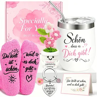 Geschenke für Frauen Freundin, Schön Dass es Dich Gibt Geburtstagsgeschenk | Positive Geschenkset für Frau Familie Kollege Mama Freundinnen Nachbarin, Damen Dankeschön Geschenk