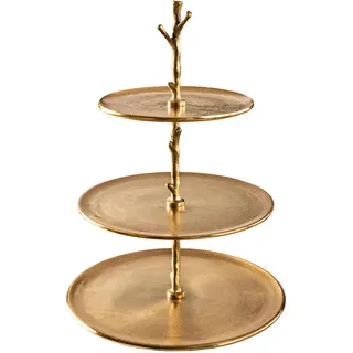 Etagere ABSTRACT - 50cm - gold - Metall-Aluminium-Legierung Unikat | Handgefertigt, 3 Etagen, Hammerschlag, pflegeleichte Oberfläche, Eyecatcher, Schmuckständer