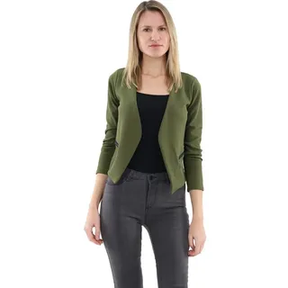 malito more than fashion Jackenblazer malito Damen Blazer ohne Kragen, Sakko im Basic Look, Kurzjacke mit Sweatblazer im Basic-Look grün M
