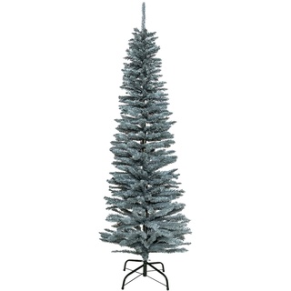 SHATCHI Künstlicher beflockter Weihnachtsbaum, schmal, Weihnachtsbaumdekoration mit Spitzen Spitzen und Metallständer, 1,8 m, Frosty Green, 1,8 m