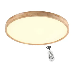 SJUN Deckenleuchte Holz Lampe Rund Holzlampe Dimmbar Mit Fernbedienung Eiche Deckenlampe Schlafzimmer Vintage Leuchte Decke Licht Retro Mit Led Rustikal Zimmerlampe Küchenleuchte (Color : 60cm 44w)
