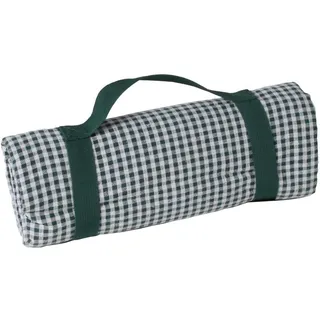 Les Jardins de la Comtesse - Quadratische Dunkelgrün Karierte Picknickdecke - Baumwolle/beschichtete Rückseite Polyester - Faltbare Picknickdecke/tragbar mit mitgelieferter Halterung - 140 x 140 cm