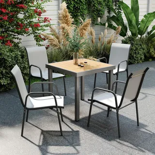 Outsunny Gartenstuhl Gartensessel 51 x 69 x 87 cm Hellgrau 4 St.