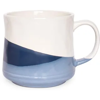 Bosmarlin Große Steingut-Kaffeetasse, große Teetasse für Büro und Zuhause, 600 ml, spülmaschinen- und mikrowellengeeignet, 1 Stück (geometrisches Blau)
