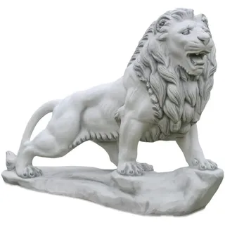 gartendekoparadies.de Gartenfigur Statue Stein-Löwe auf Felsen rechts, H. 150 cm, 950 kg, Frostsicher grau