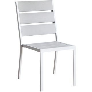 Domus Stile Modigliani Stuhl ohne Armlehne, Aluminium und Holz Kunststoff, weiß, 62 x 55.5 x 89 cm, 4 Stück