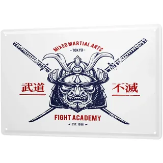 Blechschild Vintage Retro Metallschild Wandschild Blech Poster Asiatische Kunst Samurai Japan China