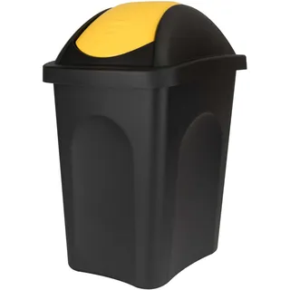 Mülleimer 30l schwarz gelb eckig Schwingdeckel Küche Trash Bin Gelber Sack