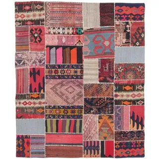 Nain Trading Orientteppich Kelim Patchwork 169x204 Handgewebter Orientteppich / Perserteppich, rechteckig, Höhe: 4 mm rot